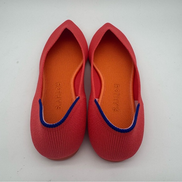 New Rothy’s The Point Flame Red Pointed Toe Flats Size 7 - Picture 6 of 11